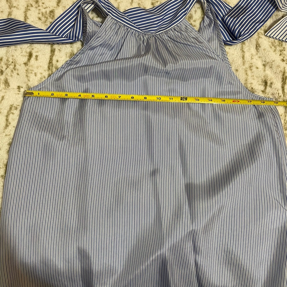 J Crew Women’s Size 6 Blue and White Striped Silk Halter Blouse - Picture 12 of 12